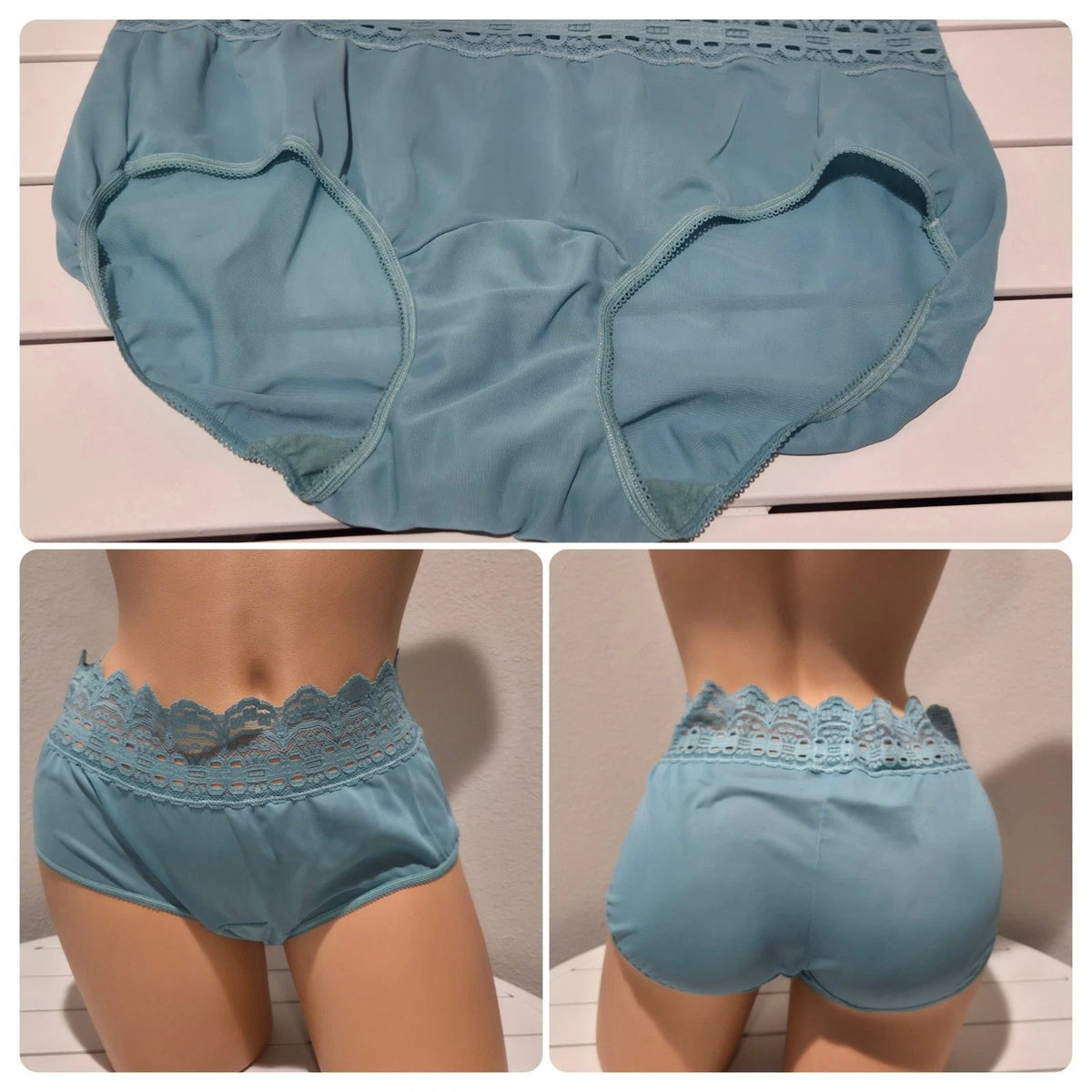Olga Secret Hug Full Coverage Brief Panty Nylon Silky Hypersea Blue