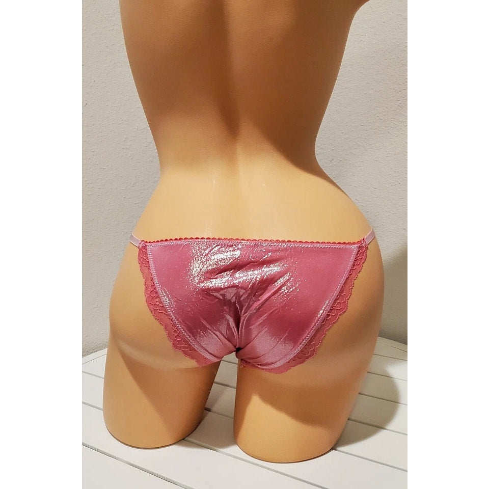 Victoria's Secret Dream Angels String Bikini Panty Shiny Lace Miss New Pink XS - Star Vintage & More