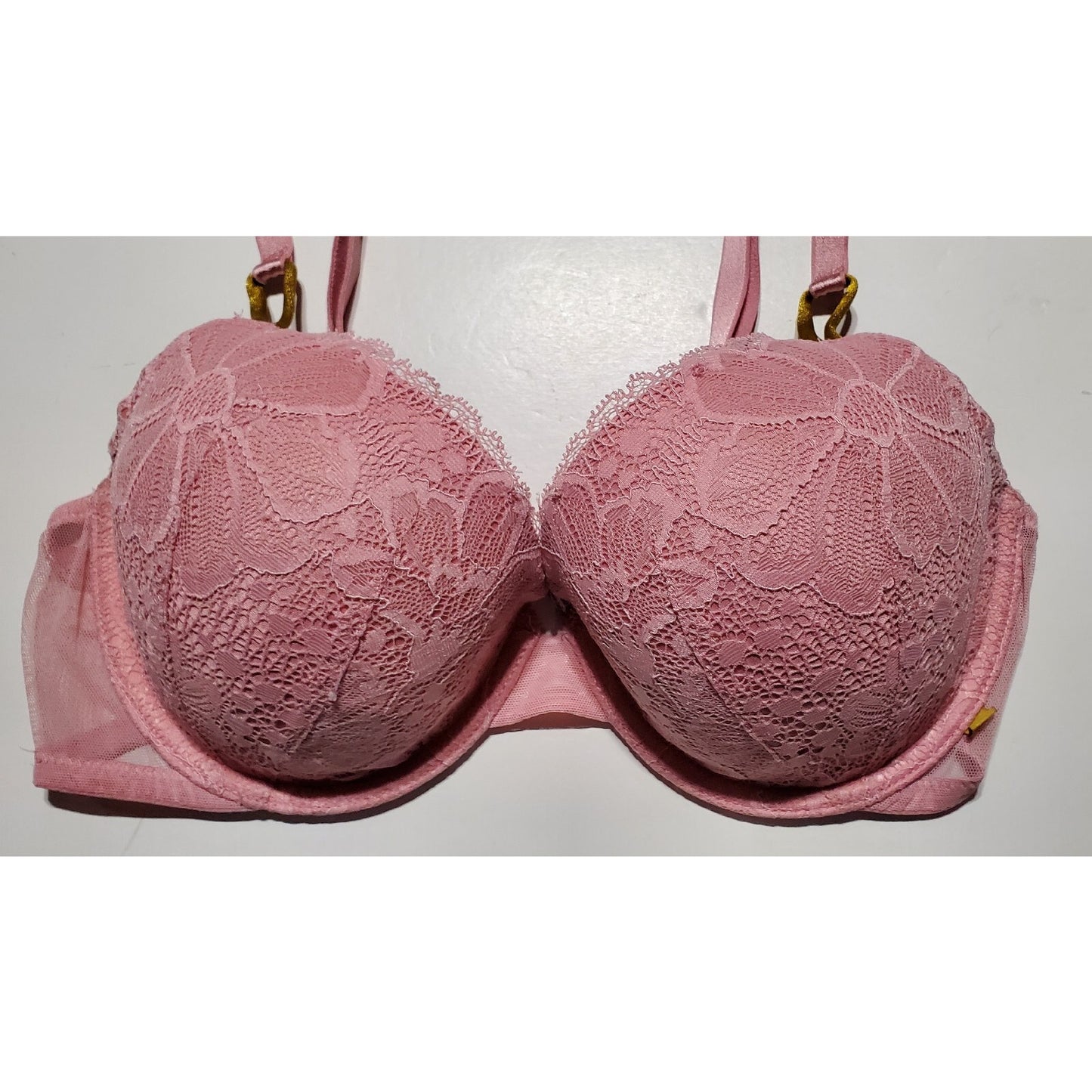 Victoria's Secret Lined Demi Bra Floral Lace Multiway Straps Pink 36C