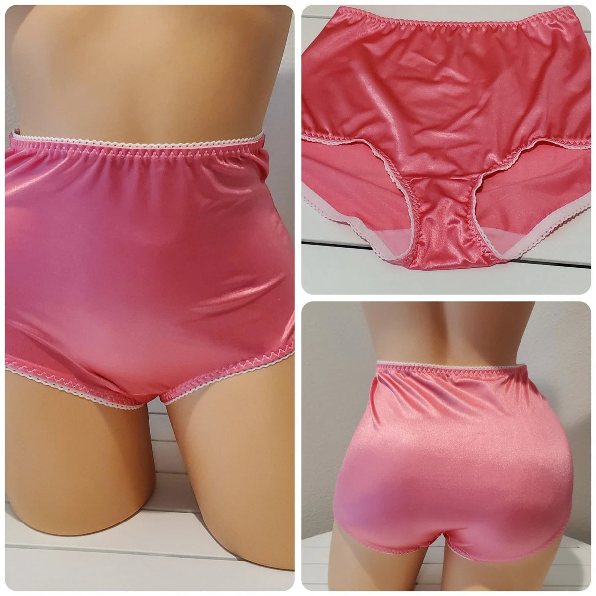 Vanity Fair 40301 Full Coverage Brief Panty Shiny Nylon Very Pink White Trim 12
