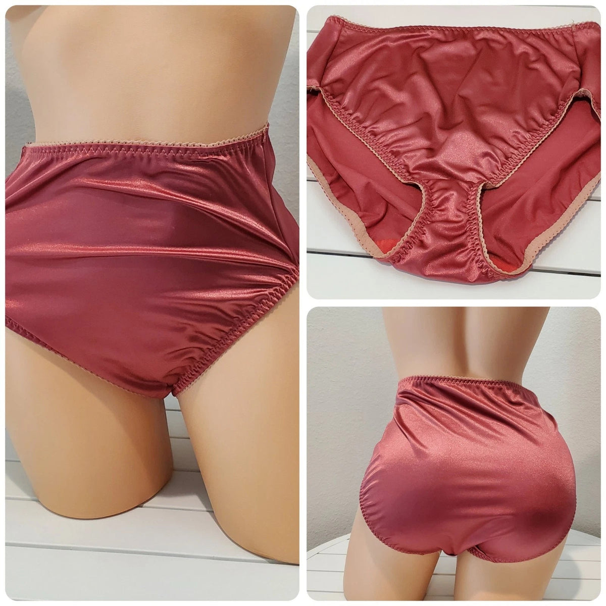 Vanity Fair 48301 Nylon Satin Stretch Hi Cut Brief Panty Crown Dahlia Pink 9/2XL