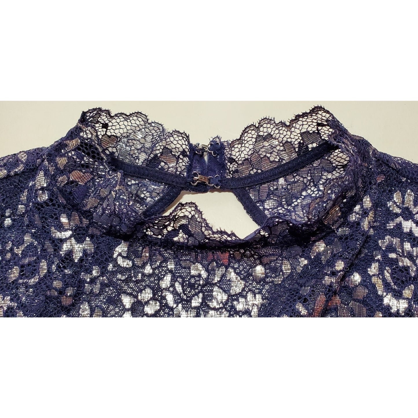 Victoria's Secret Vintage Shiny Teddy Bodysuit Snap Gusset Blue Silver 6/M
