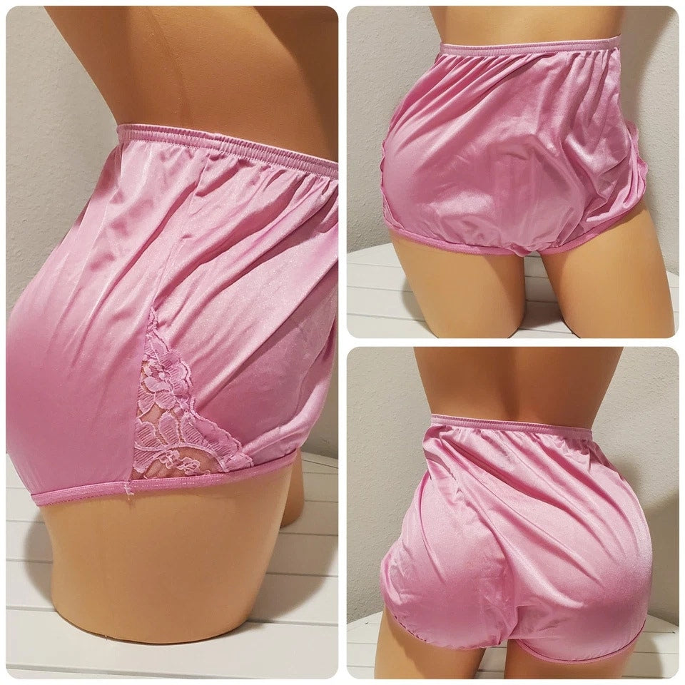 Vanity Fair Lace Nouveau Nylon Full Cut Panty Lace Shiny Cupcake Pink 8/XL