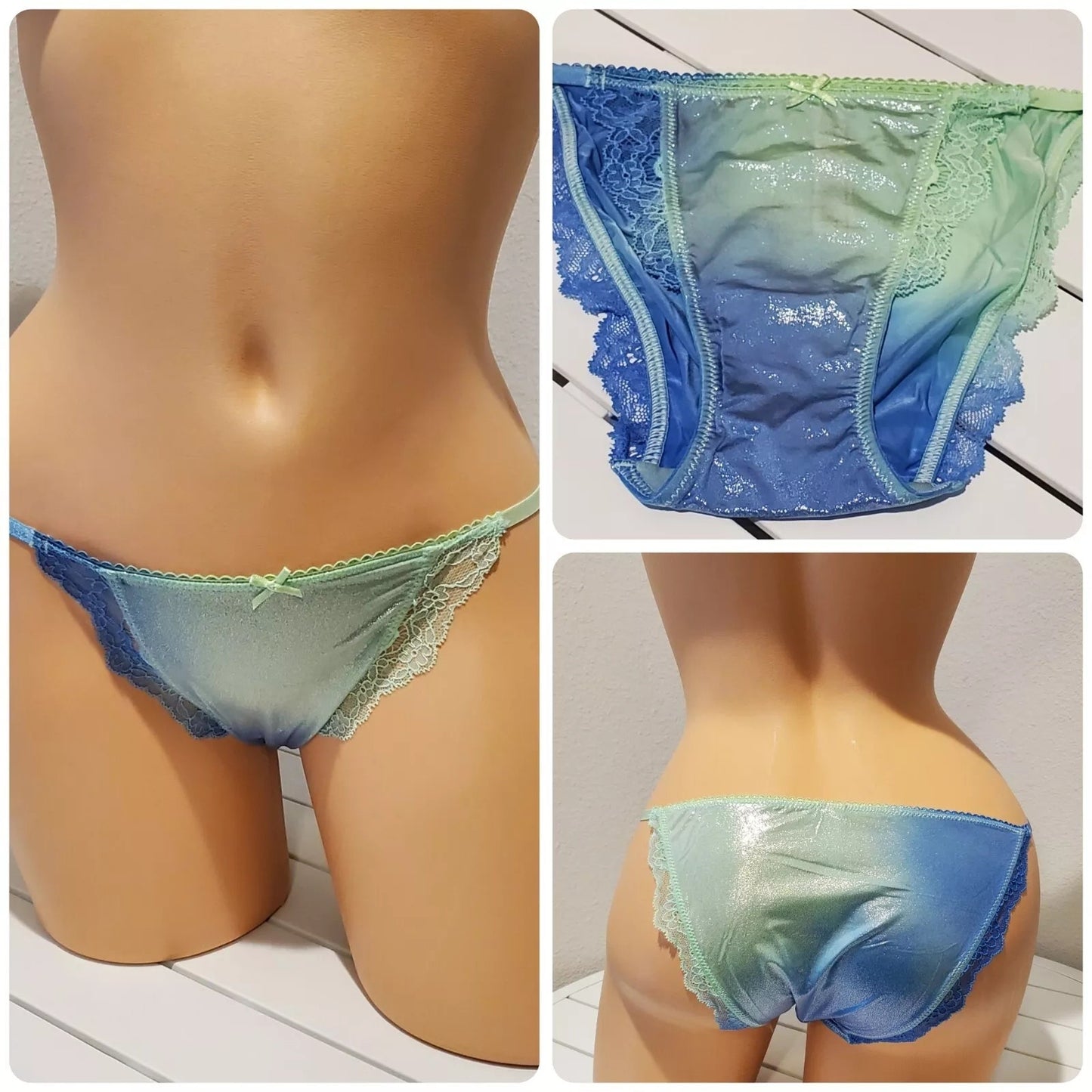 Victoria's Secret Dream Angels String Bikini Panty Shiny Lace Caribbean Side Kick