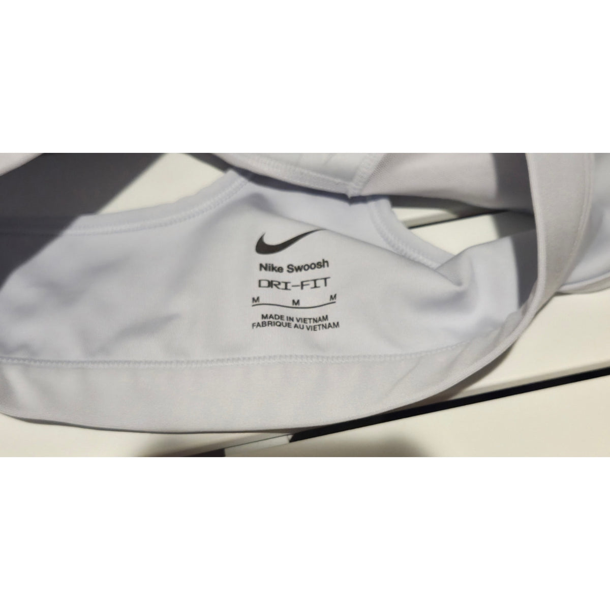 Nike Swoosh Dri-FIT Sports Bra Racerback Wireless Logo Ice Blue Size M