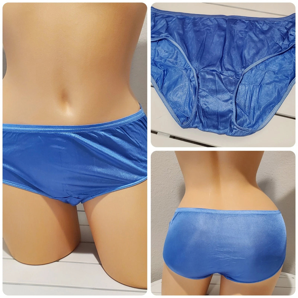 Shadowline 11032 Bikini Panty Shiny Nylon Full Cut Silky Blue Eyes