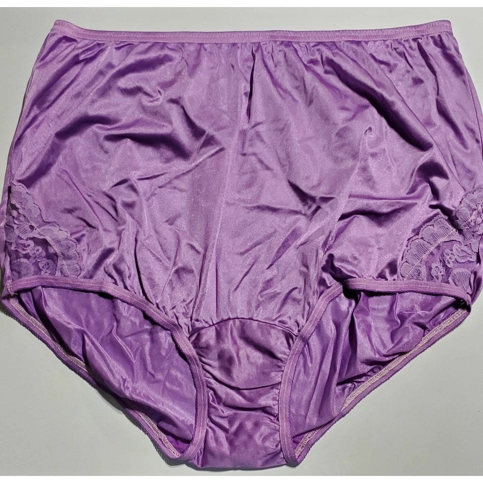 Vanity Fair Lace Nouveau Nylon Full Cut Panty Lace Shiny Purple Rain 7/L