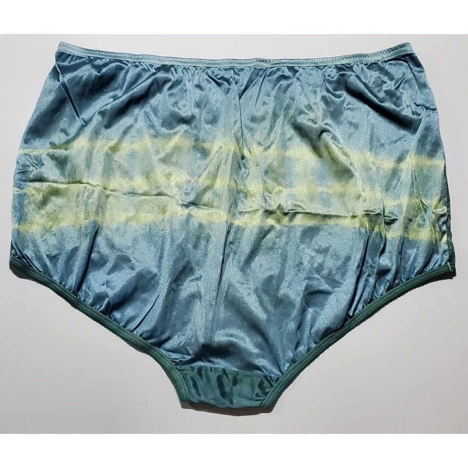 Vanity Fair Lace Nouveau Nylon Full Cut Panty Rainbow Shift Yellow On Green 9/2X