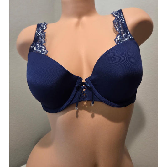 Victoria's Secret Vintage 2010 Lined Demi Bra Floral Lace Blue 36C - Star Vintage & More Star Vintage And More LLC