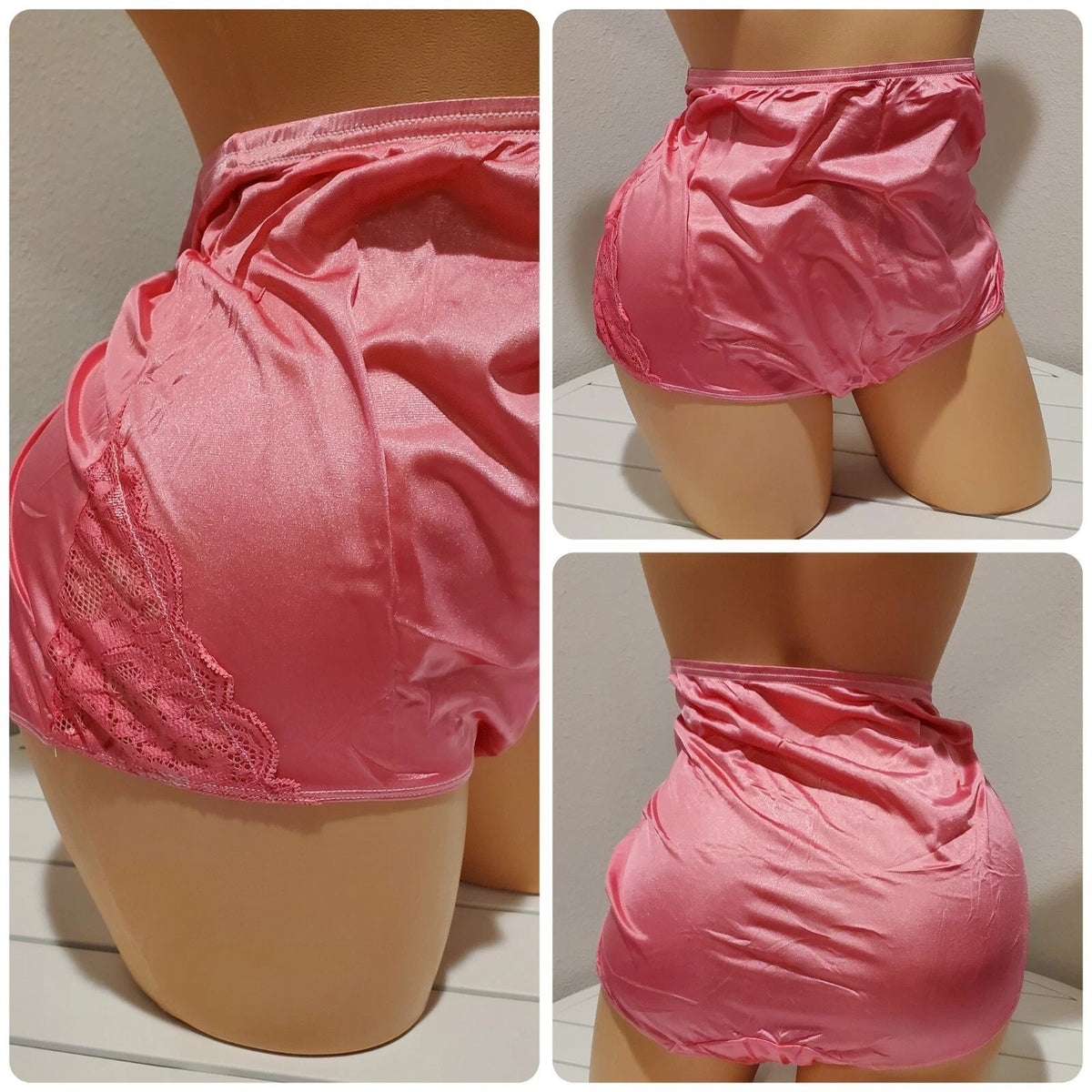Shadowline 17082 Full Cut Brief Nylon Lace Full Cut Panty Temptress Pink