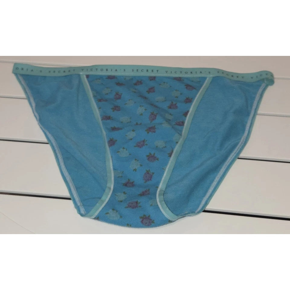 Victoria's Secret Dream Angels String Bikini Panty Cotton Floral Blue Drift 9
