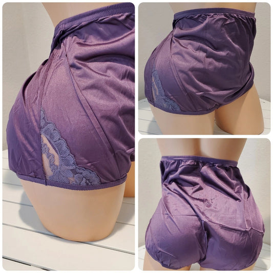Vanity Fair Lace Nouveau Nylon Full Cut Panty Lace Shiny Purple Mystery 10/3XL Star Vintage And More LLC