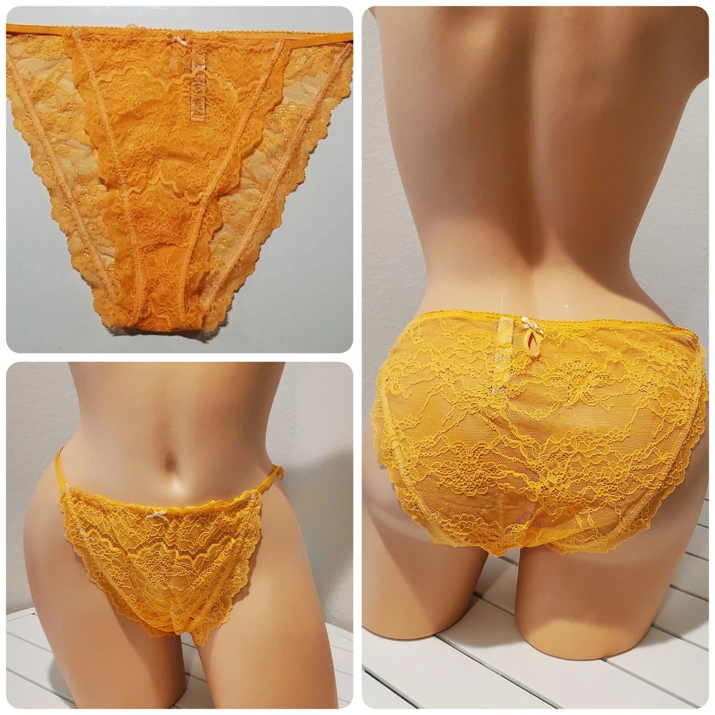 Victoria's Secret Dream Angels String Bikini Panty All Lace Electric Orange 9