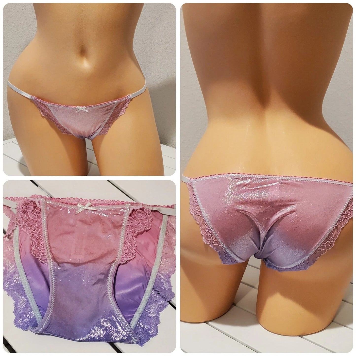 Victoria's Secret Dream Angels String Bikini Panty Shiny Ombre Cotton Candy XS