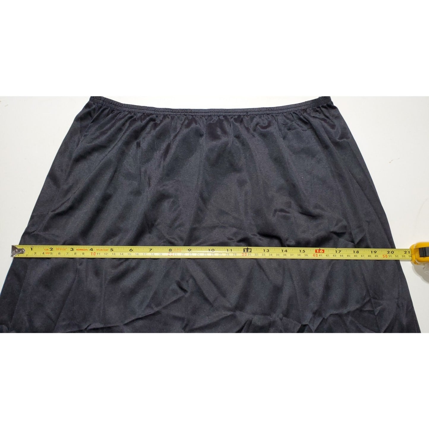 Body Lites Vintage Silky Nylon Half Slip Side Slit Lace Trim Black L/32