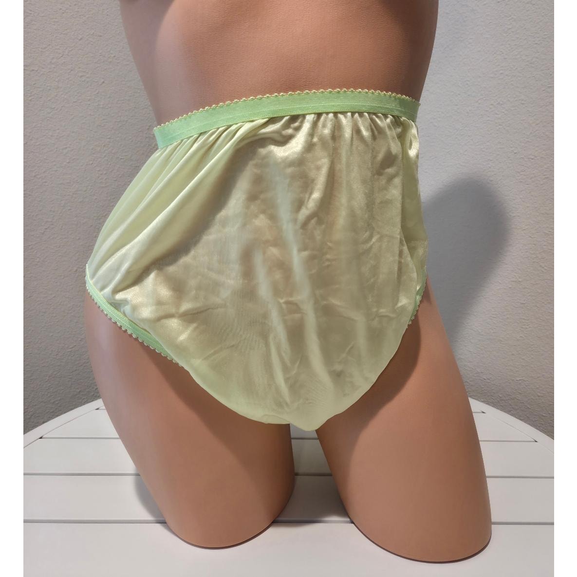 Shadowline 17842 Women's Hi Cut Panty Nylon Brief Full Coverage Lime Green