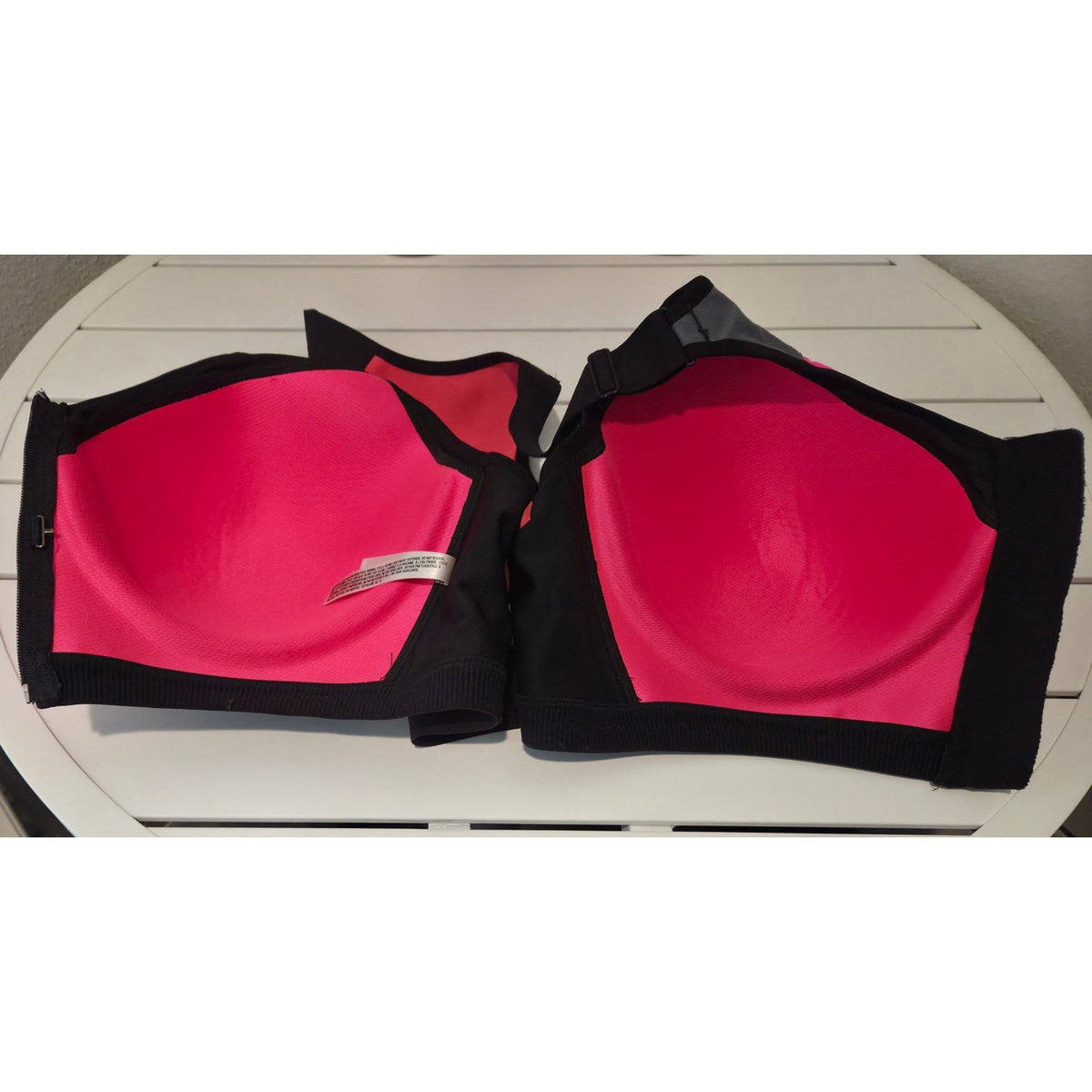 Victoria's Secret VSX Vintage Sport Bra Front Zip Racerback Black Pink 38DDD