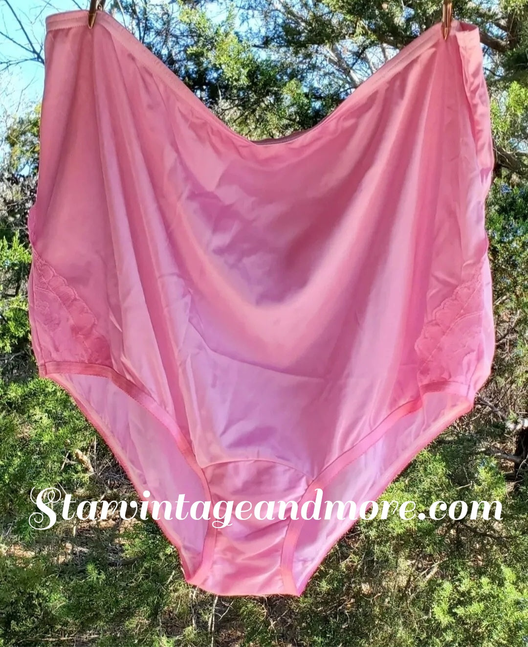 Vanity Fair Lace Nouveau Brief Panty PINK Princess Silky Nylon - Star Vintage & More