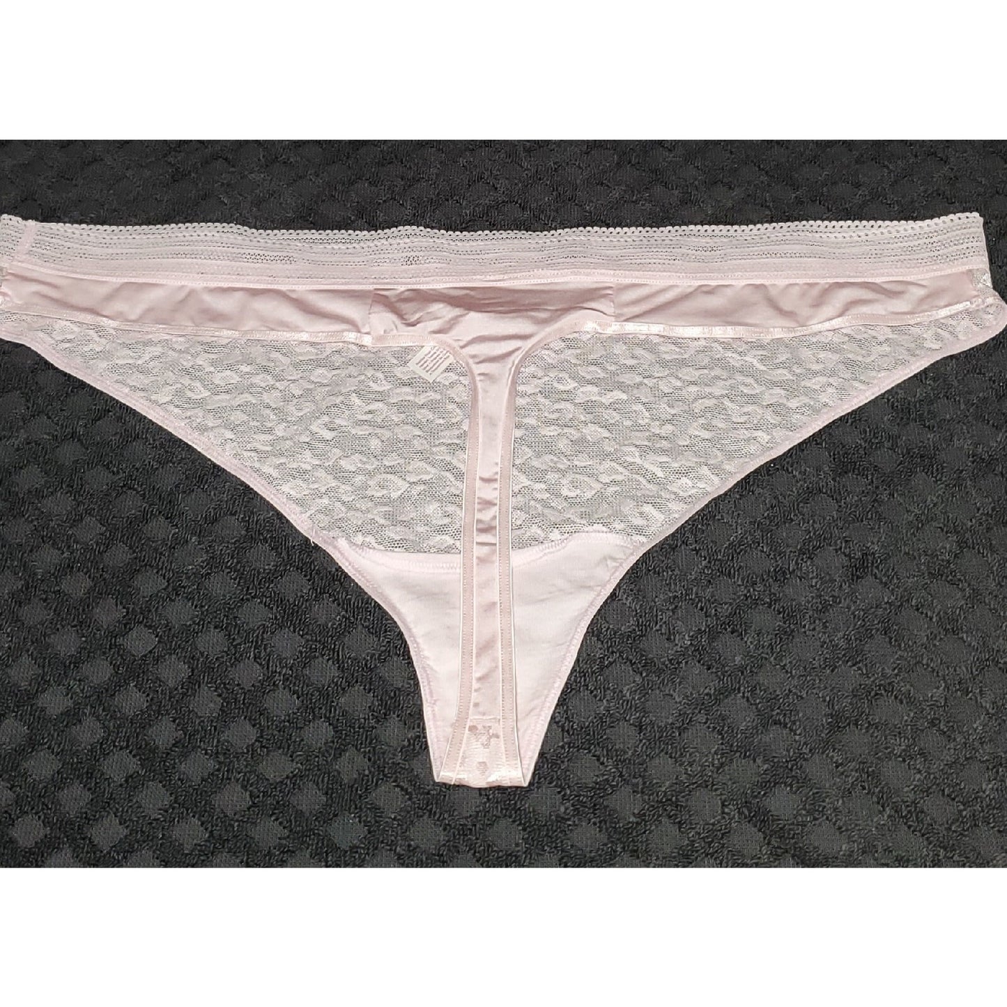 Secret Treasures Satin Stretch Thong Panty Shiny Lace Leopard Print Pink 10/3XL