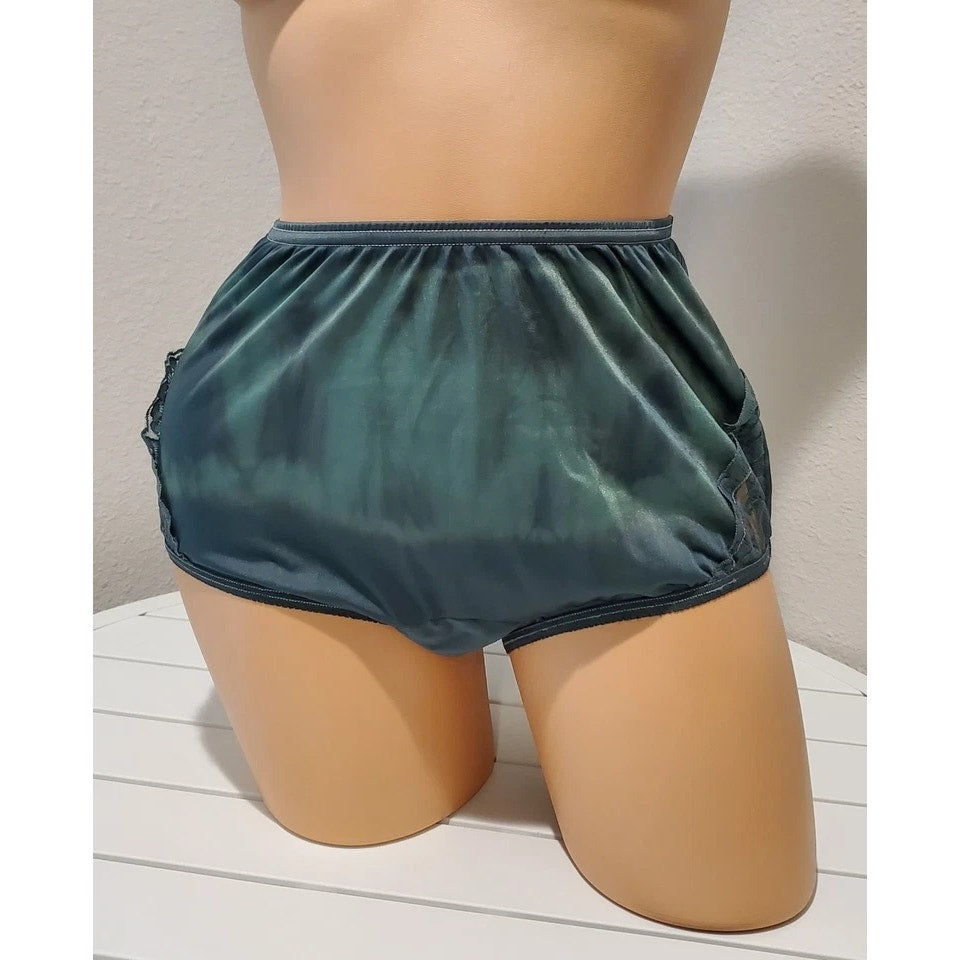 Vanity Fair Lace Nouveau Nylon Full Cut Panty Cyclone Green Rainbow Shift 6/M