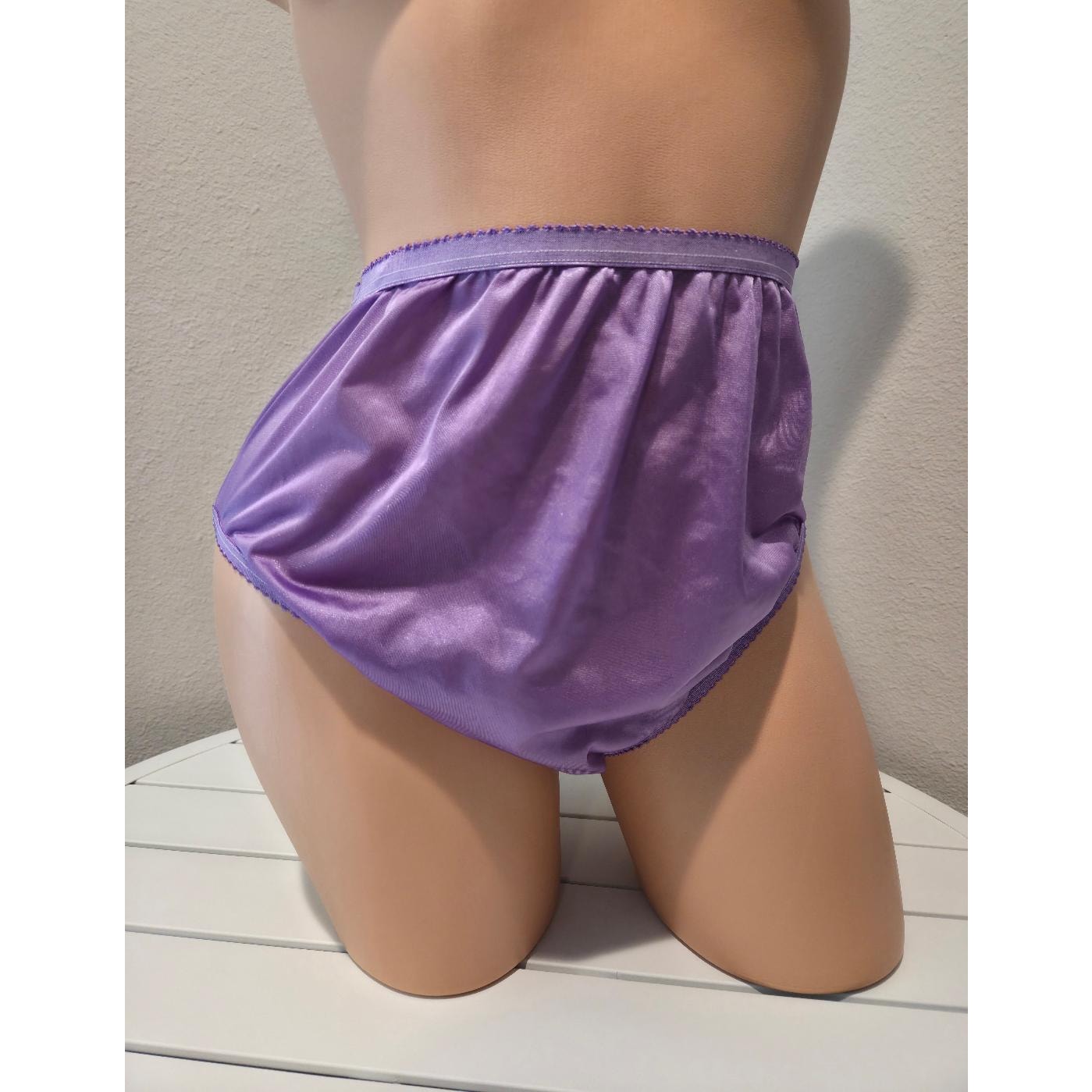 Shadowline 17842 Women's Hi Cut Panty Shiny Nylon Brief Full Cut Purple Hype 8