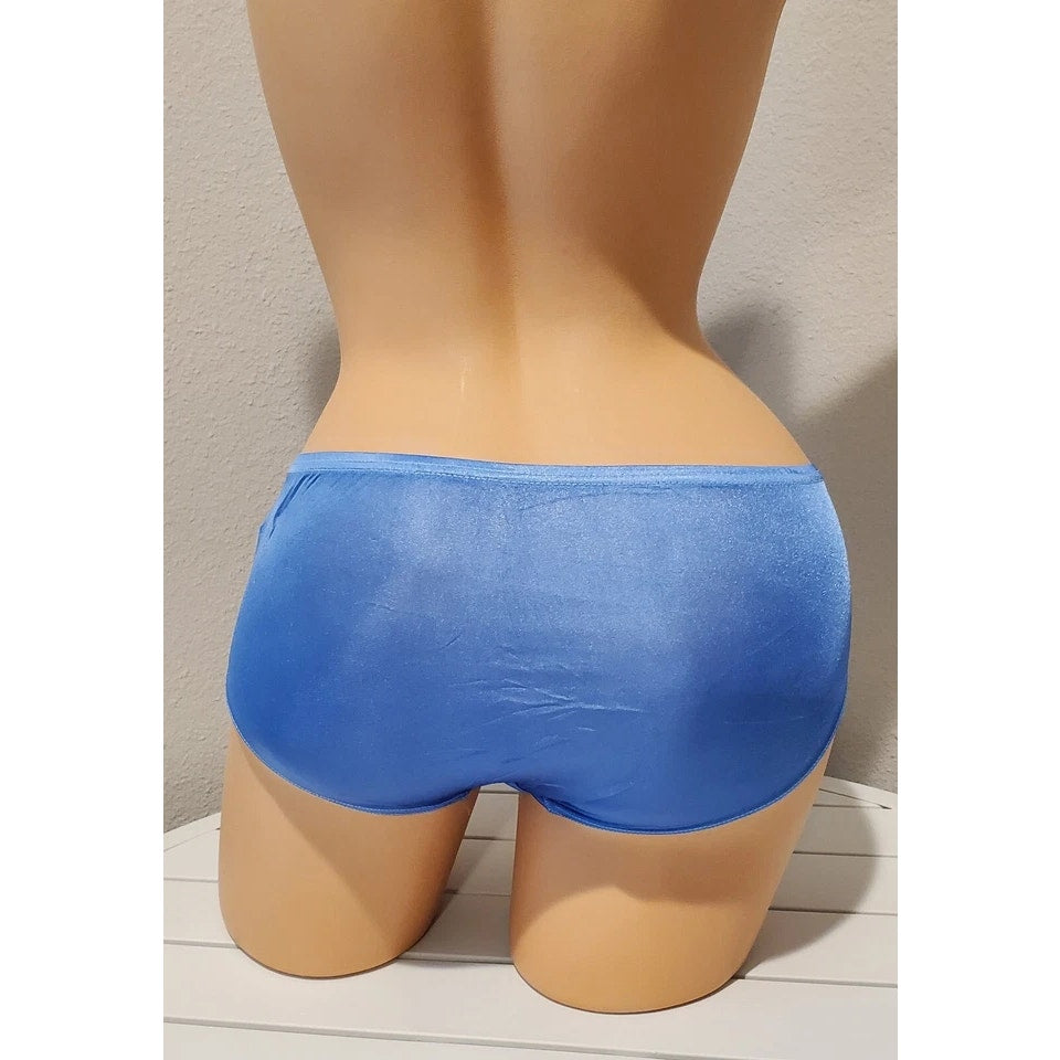 Shadowline 11032 Bikini Panty Shiny Nylon Full Cut Silky Blue Eyes