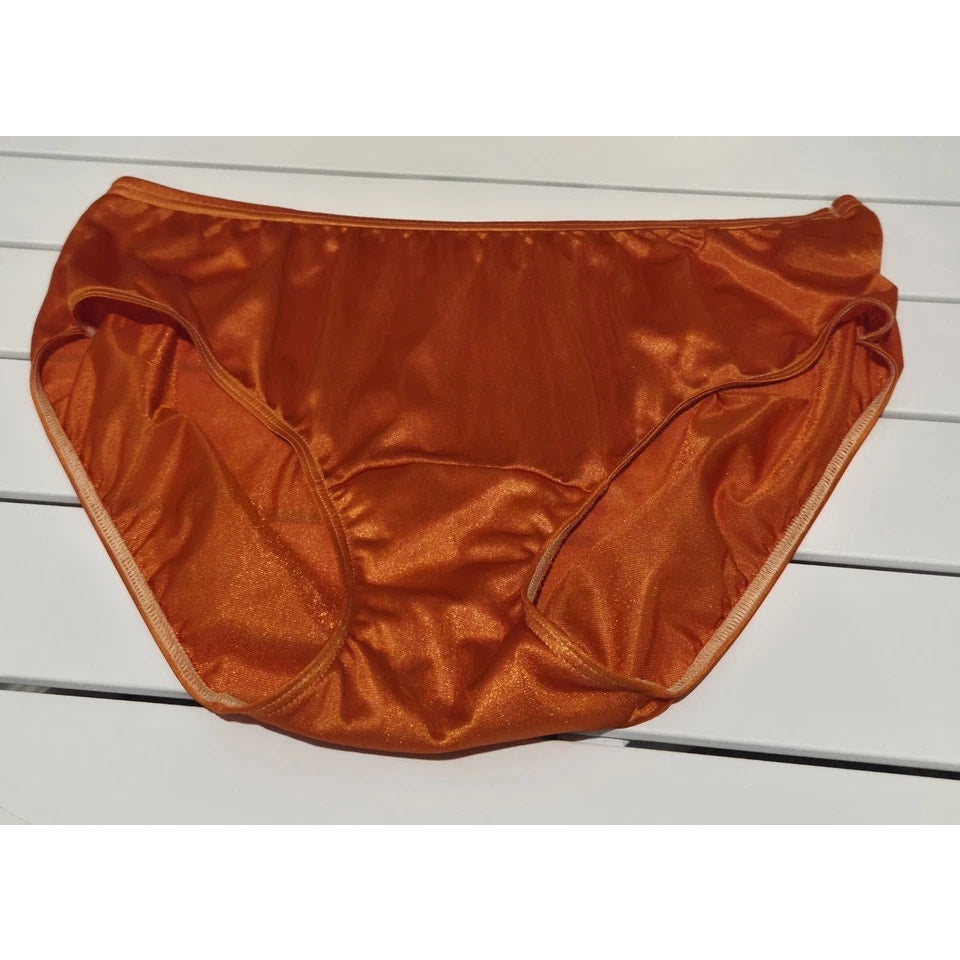 Shadowline 11032 Bikini Panty Shiny Nylon Full Cut Silky Molten Orange