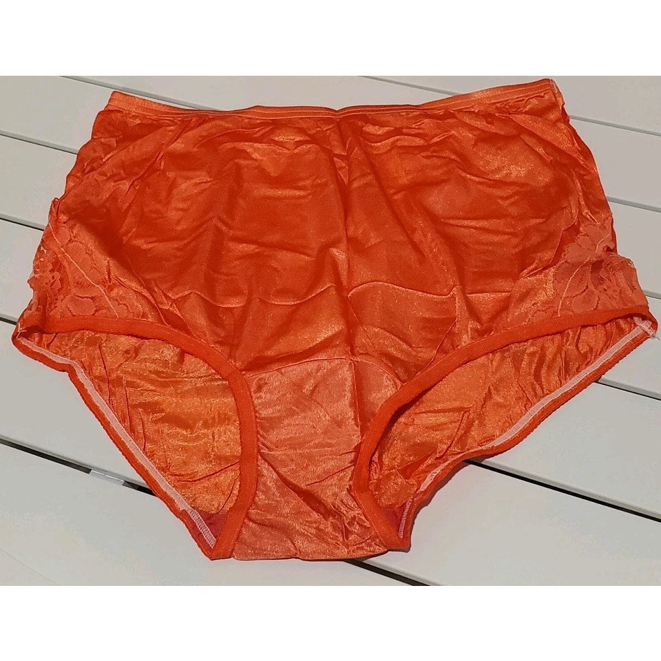 Vanity Fair Lace Nouveau Nylon Full Cut Panty Lace Shiny Orange PSL