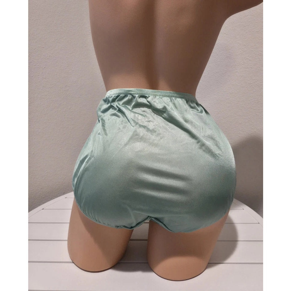 Shadowline 11032 Bikini Panty Shiny Nylon Full Cut Silky Glossy Green 10/3XL