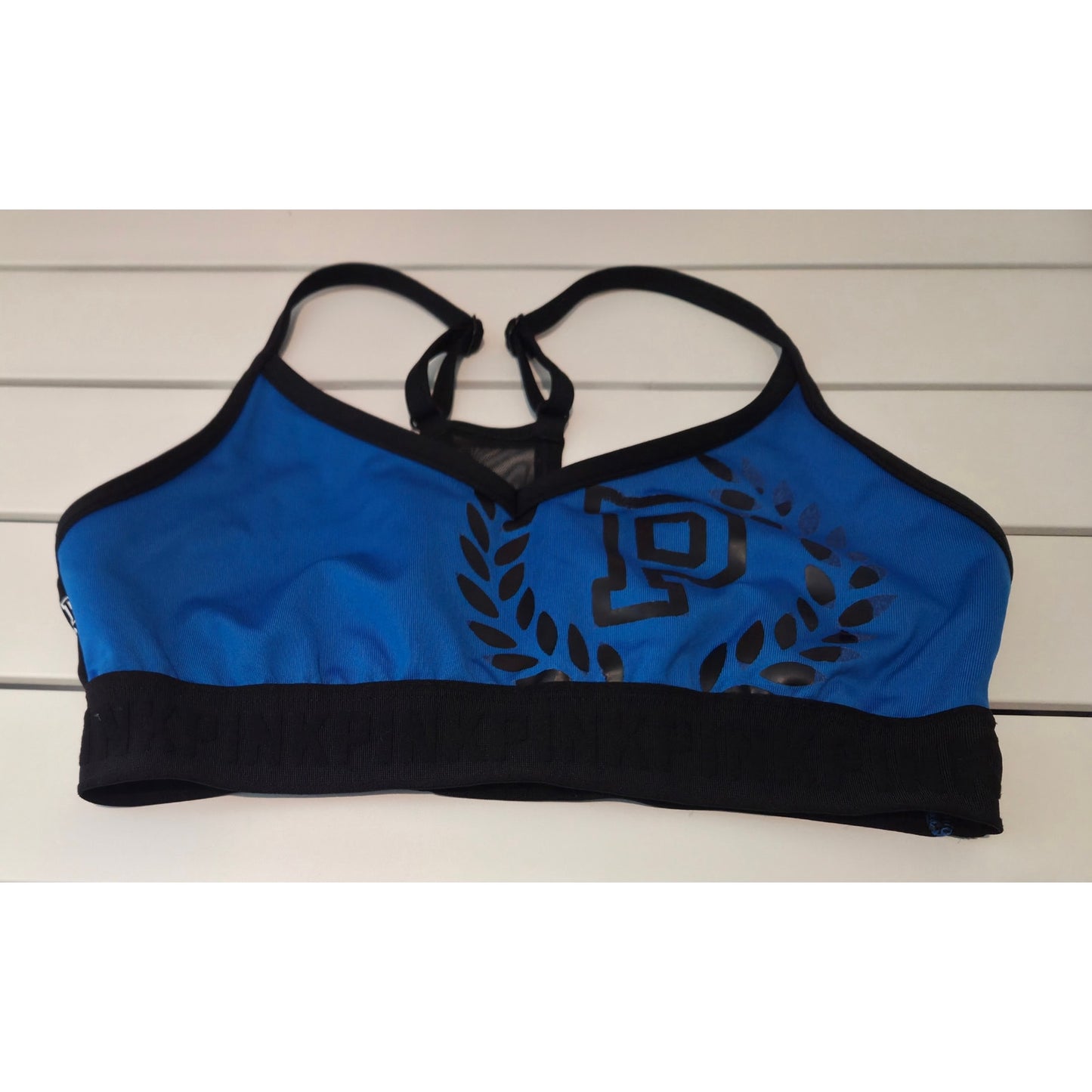 Victoria's Secret PINK Ultimate Sports Bra Logo Racerback Blue Black Sz S