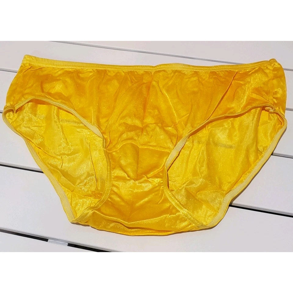 Shadowline 11032 Bikini Panty Shiny Nylon Full Cut Silky Tulip Yellow