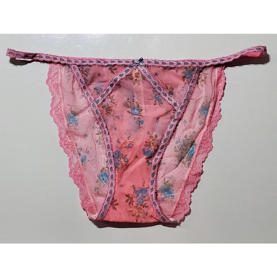 Victoria's Secret Dream Angels Bikini Panty Sheer Floral Print Princess Pink