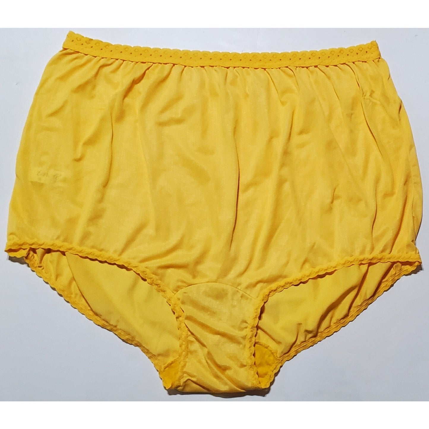 Carole Full-Cut Brief Panty Lace Trim Wide Gusset Gold Yellow 12/5XL