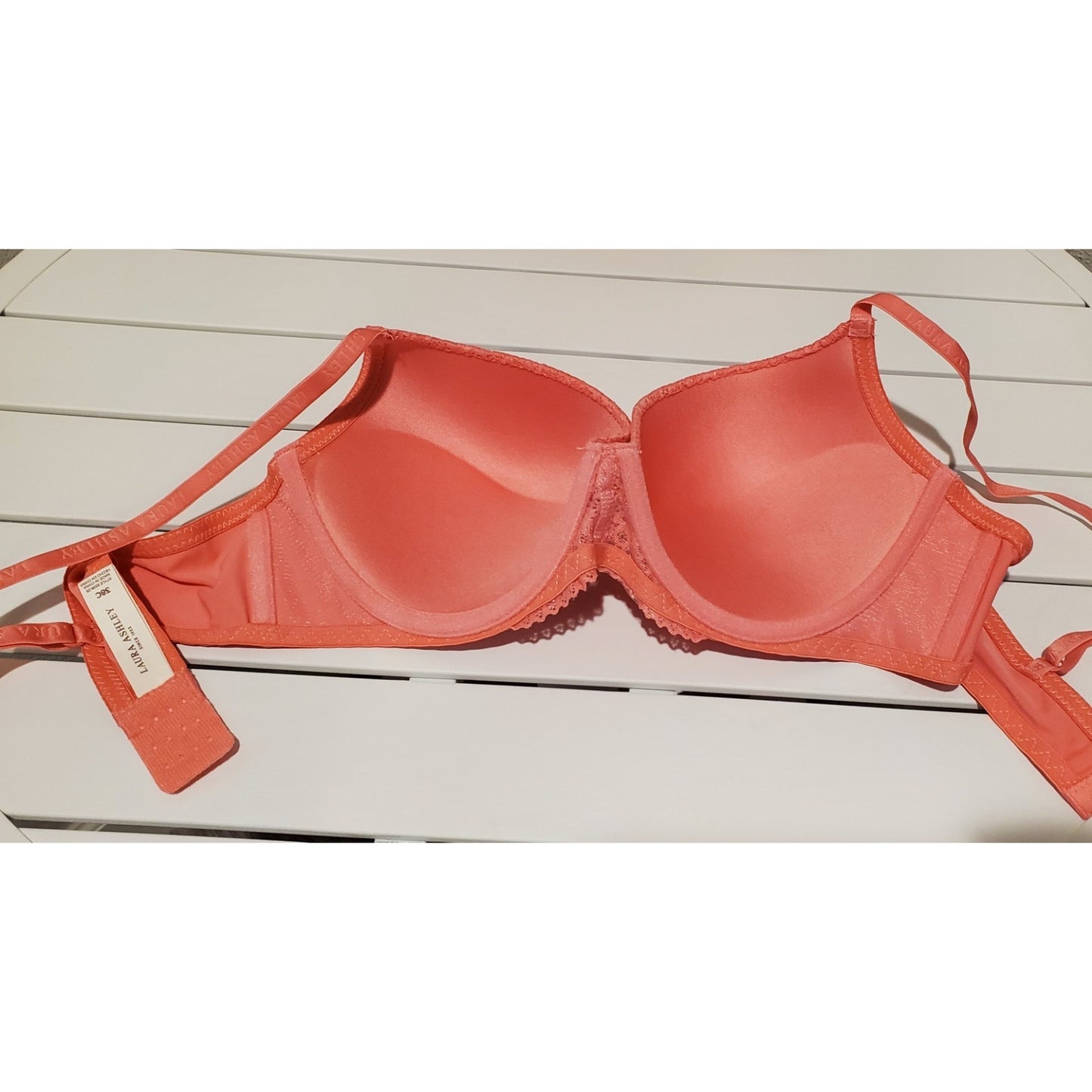 Laura Ashley 6336-28 Floral Lace Push-Up Bra Padded Pink 38C