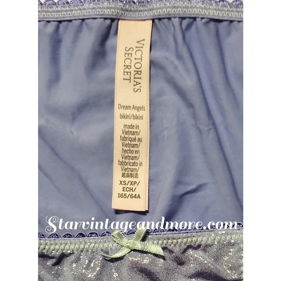 Victoria's Secret Dream Angels String Bikini Panty Shiny Lace Purple Lilac XS