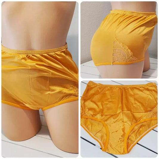Vanity Fair Lace Nouveau Nylon Full Cut Panty Lace Shiny Ecstasy Orange - Star Vintage & More Star Vintage And More LLC