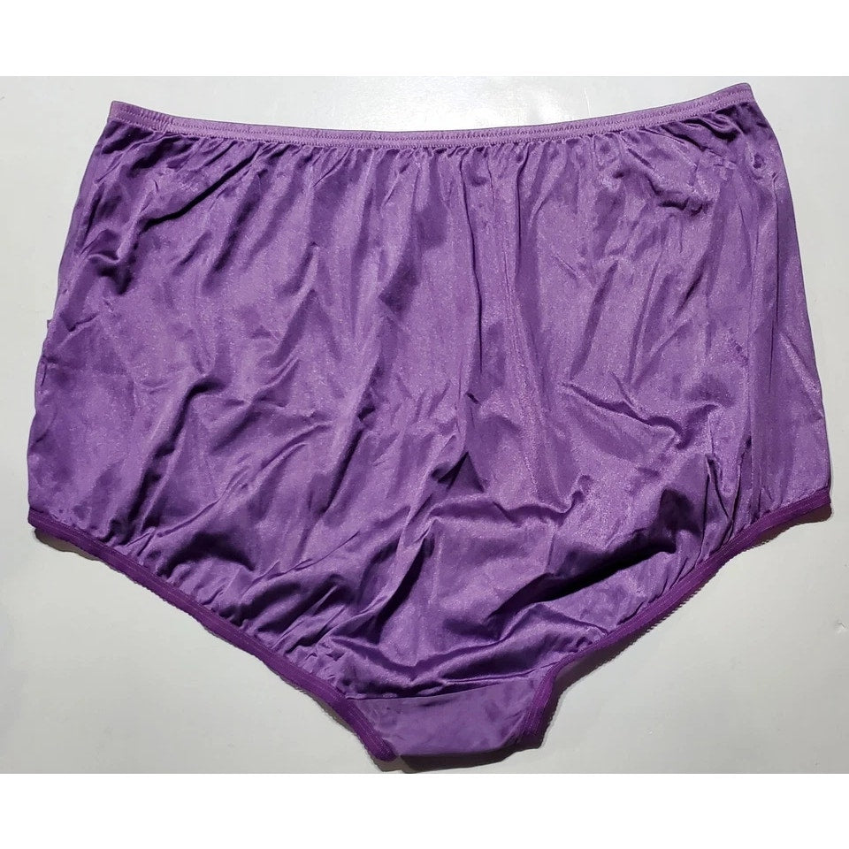 Vanity Fair Lace Nouveau Nylon Full Cut Panty Lace Shiny Midnight Purple 10/3XL