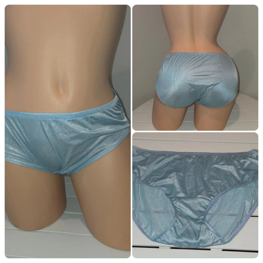Shadowline 11032 Bikini Panty Shiny Nylon Full Cut Silky Blue Drift Star Vintage And More LLC
