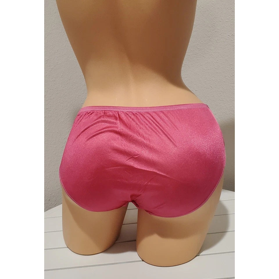 Shadowline 11032 Bikini Panty Shiny Nylon Full Cut Silky Pink Lily 6/M - Star Vintage & More