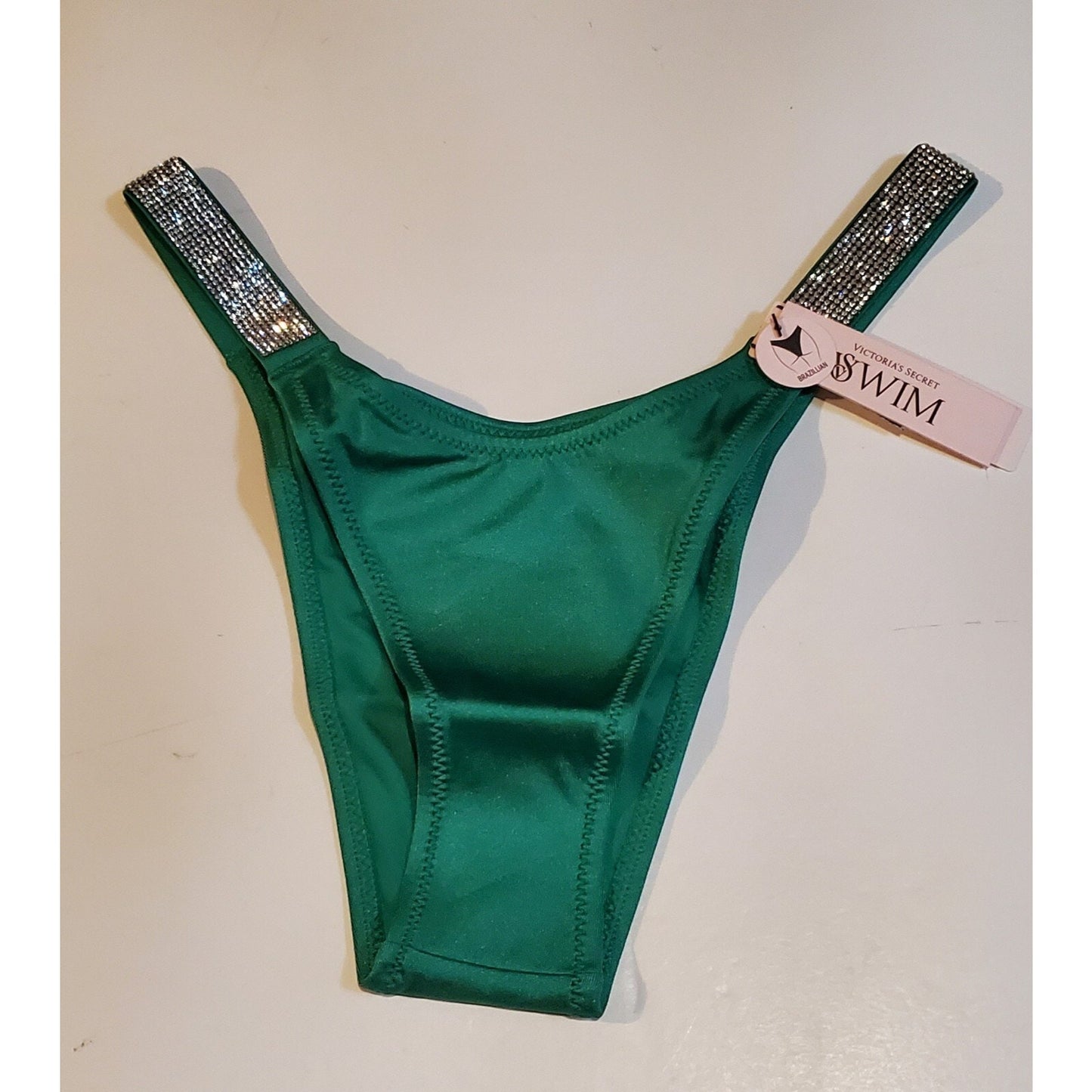 Victoria's Secret Shine Strap Brazilian Swim Bikini Green Clover XS