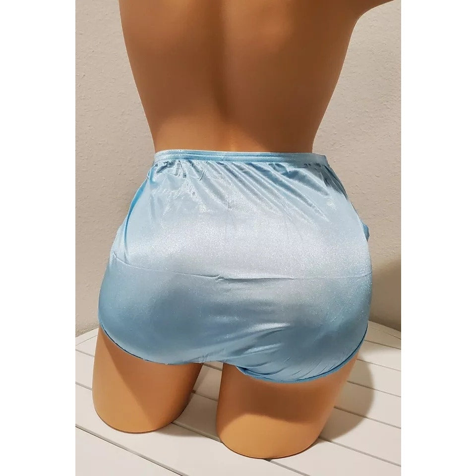Vanity Fair Lace Nouveau Nylon Full Cut Panty Lace Shiny Vivid Sky Blue