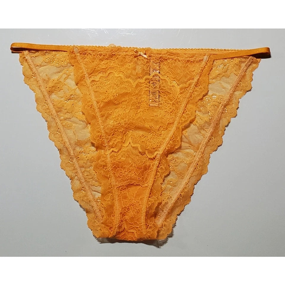 Victoria's Secret Dream Angels String Bikini Panty All Lace Electric Orange 9