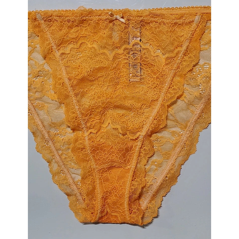 Victoria's Secret Dream Angels String Bikini Panty All Lace Electric Orange 9