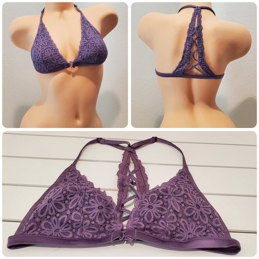 Victoria's Secret Vintage Lounge Floral Bralette Racerback Deep Purple S Star Vintage And More LLC