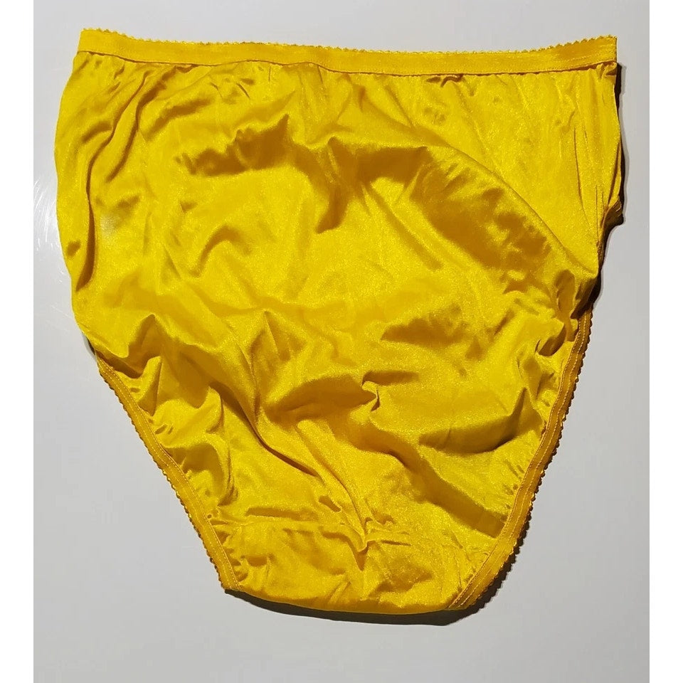 Shadowline 17842 Women's Hi Cut Panty Nylon Brief Full Coverage Carnation Yellow
