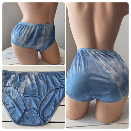 Shadowline 11032 Bikini Panty Shiny Nylon Full Cut Dove Blue Side Rainbow 10/3XL - Star Vintage & More Star Vintage And More LLC