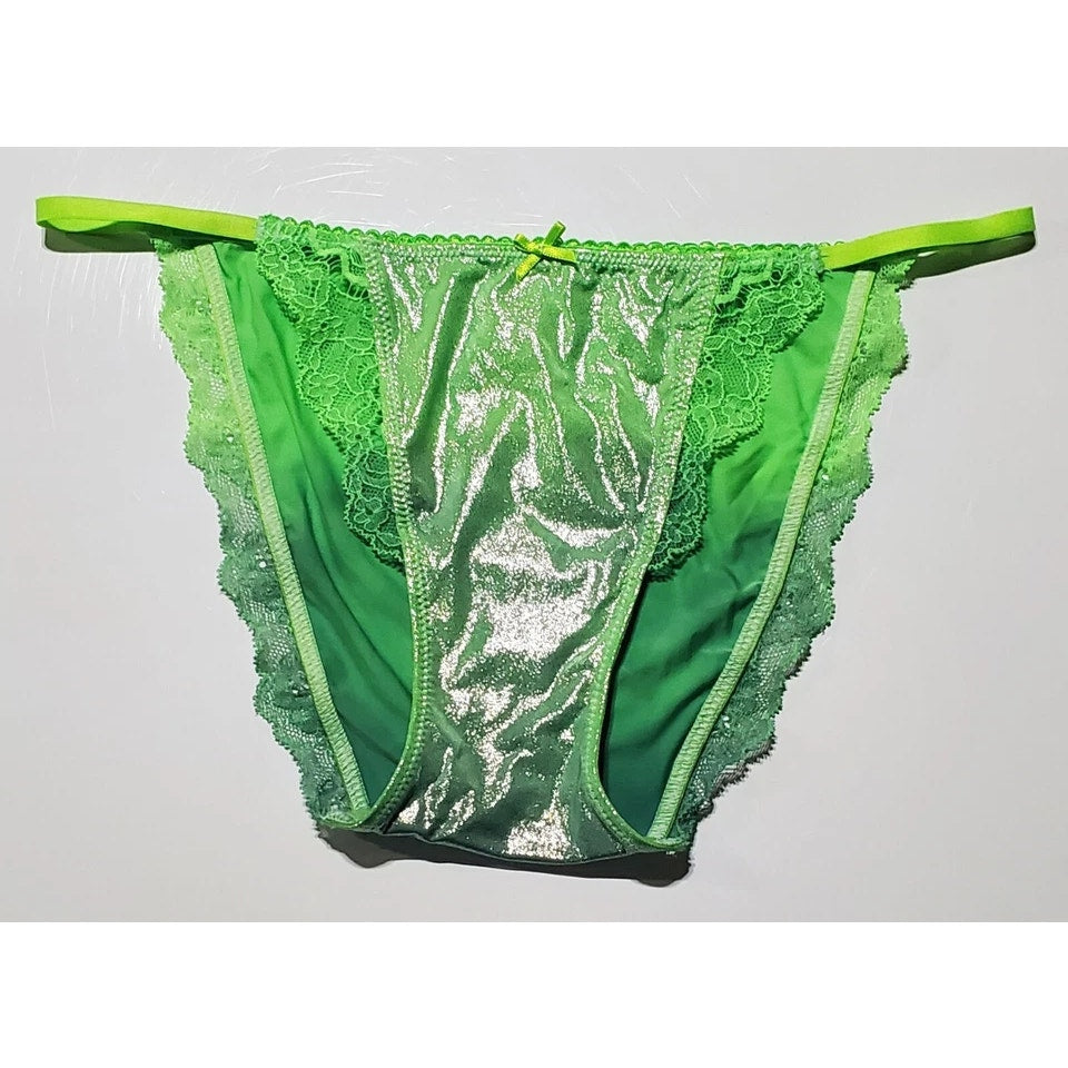 Victoria's Secret Dream Angels String Bikini Panty Shiny Ombre Green Abyss XS