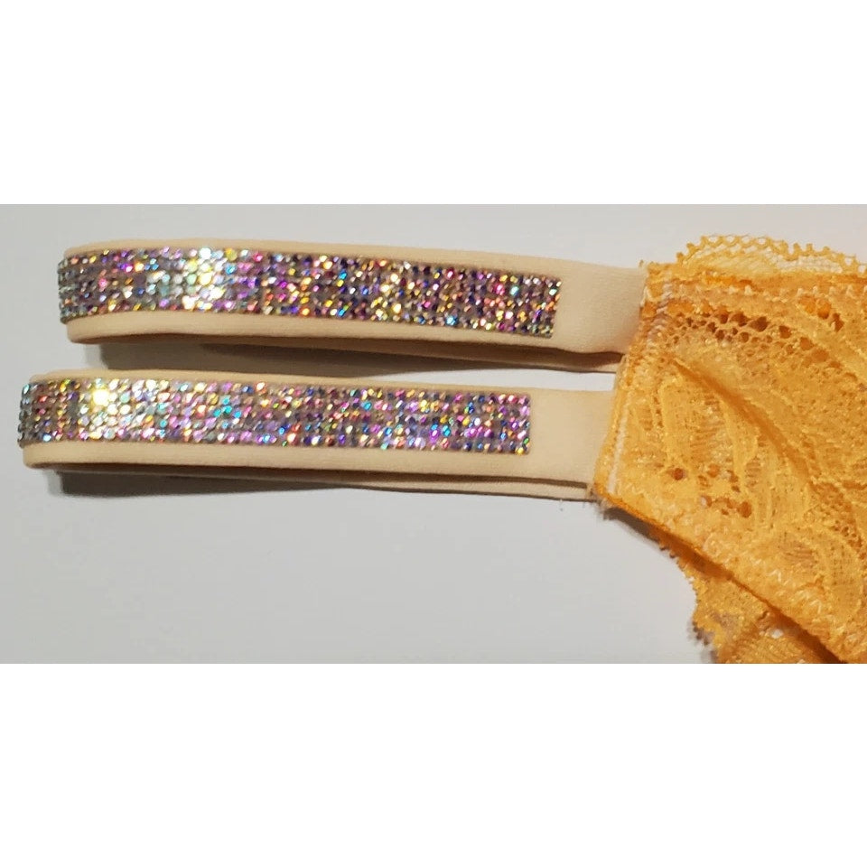 Victoria's Secret Double Shine Strap Brazilian Panty All Lace Electric Orange