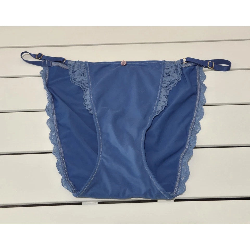 Victoria's Secret Dream Angels Smooth String Bikini Panty Adj Straps Blue Zing 8 - Star Vintage & More
