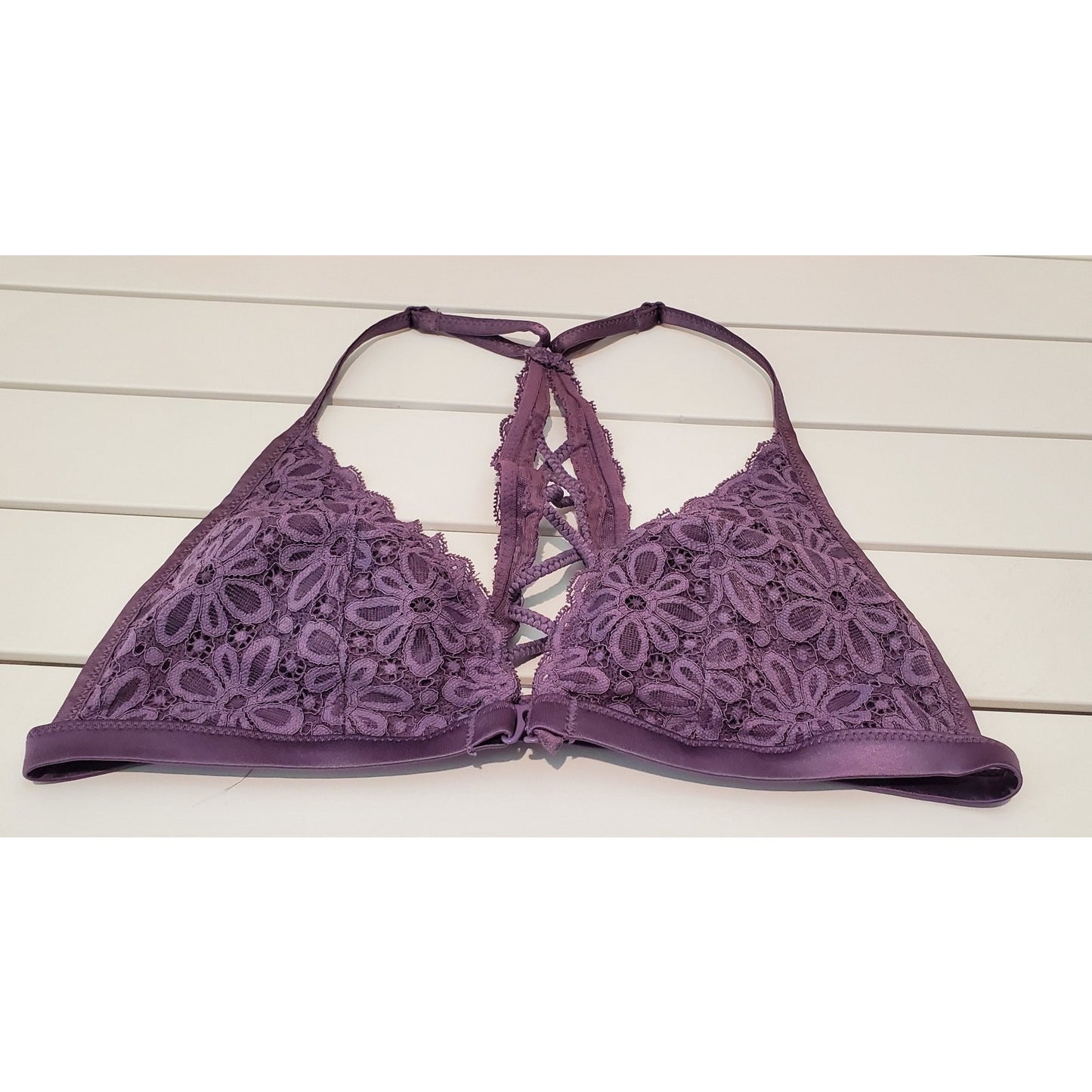 Victoria's Secret Vintage Lounge Floral Bralette Racerback Deep Purple S